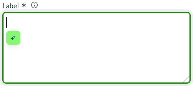 Dropdown trigger in the caret slot in an empty textarea field