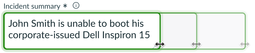 input field resized horizontally