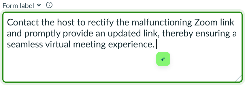Dropdown trigger in the caret slot at the end of the text in the textarea field