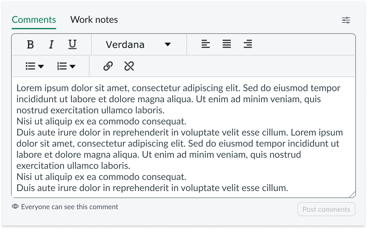 component with scroll bar displayed