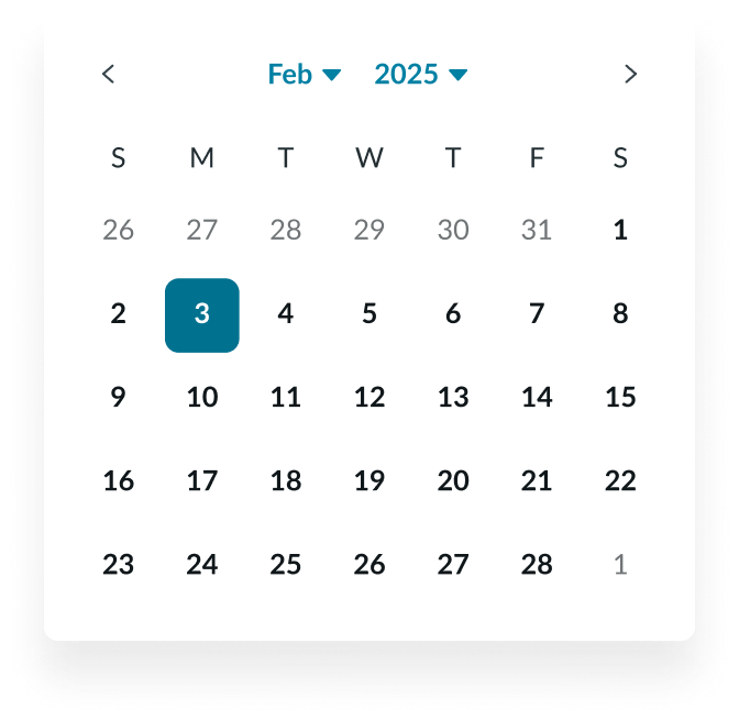 selecting a date with the mini calendar