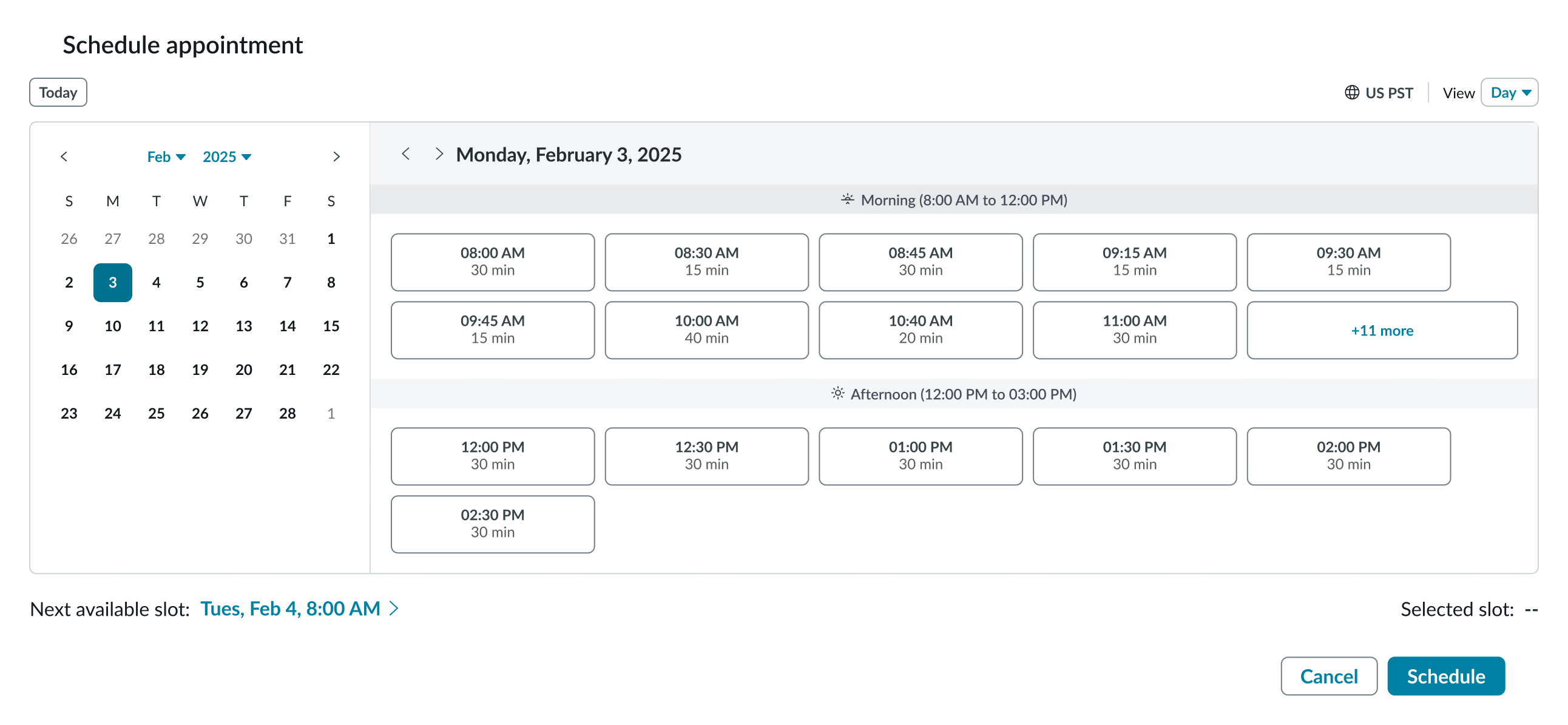 appointment calendar week