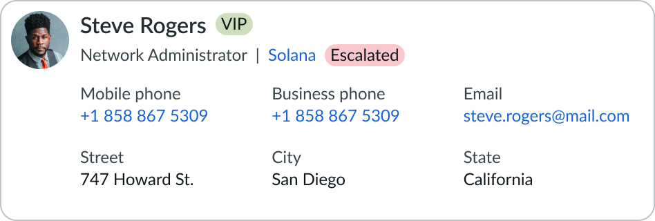 a contact card with an image avatar