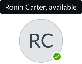 tooltip with full username and status for initials avatar