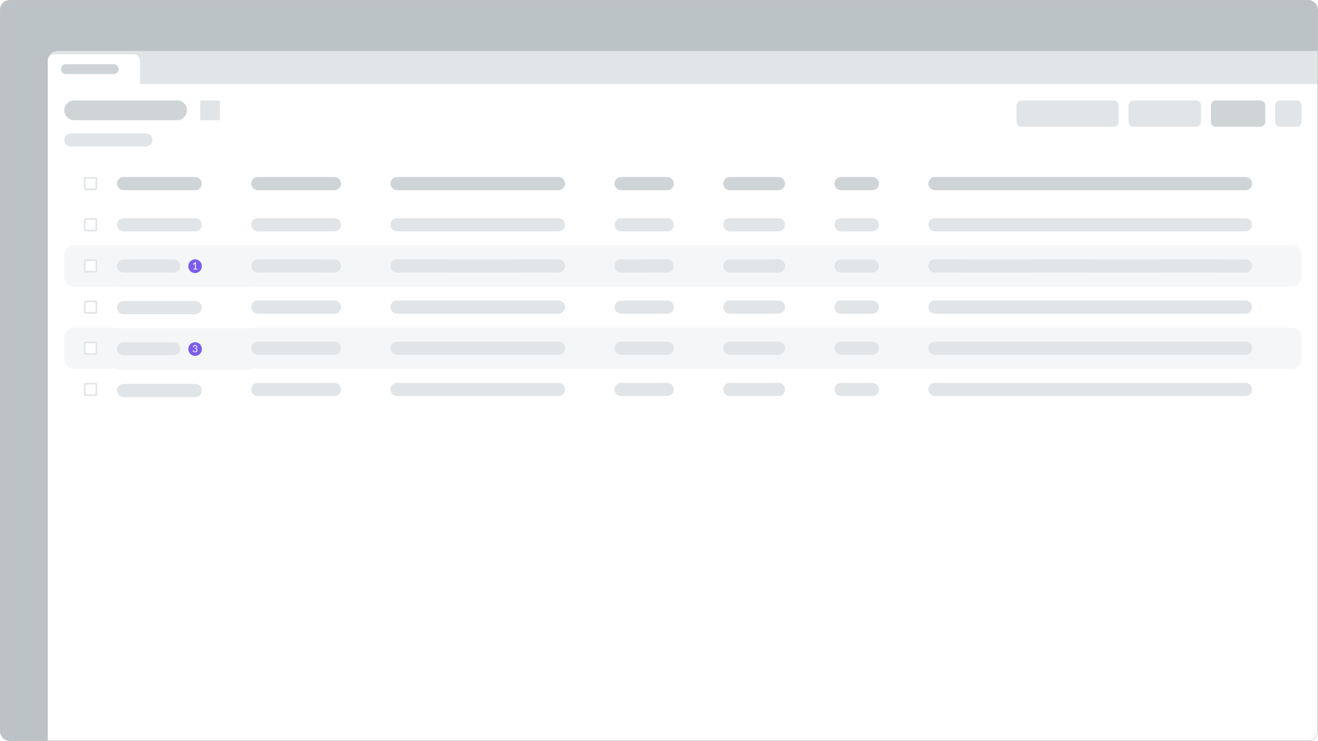badges in list format, right-aligned
