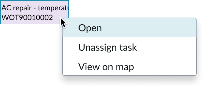 Right click action on the contextual side panel