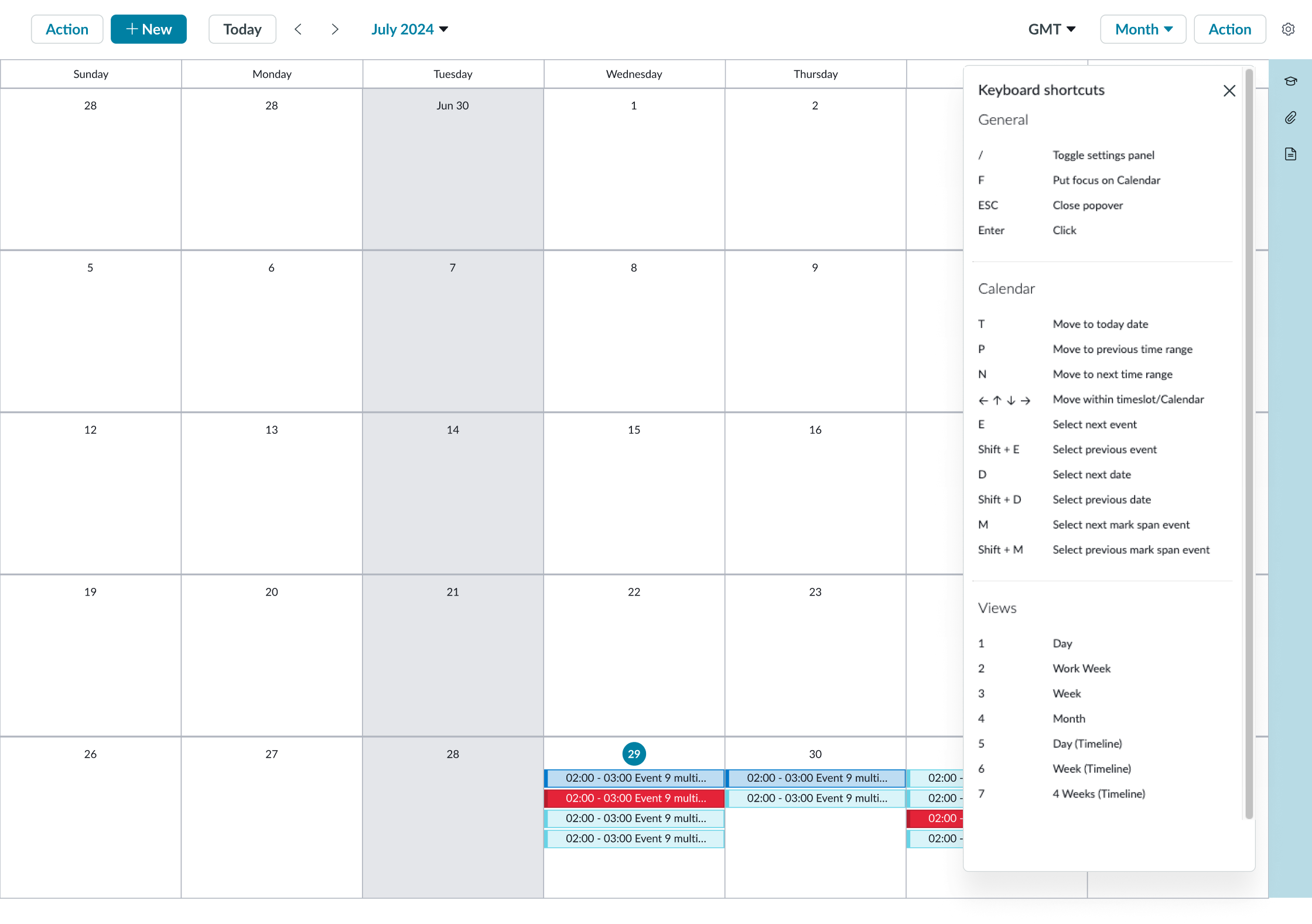 settings menu of keyboard shortcuts