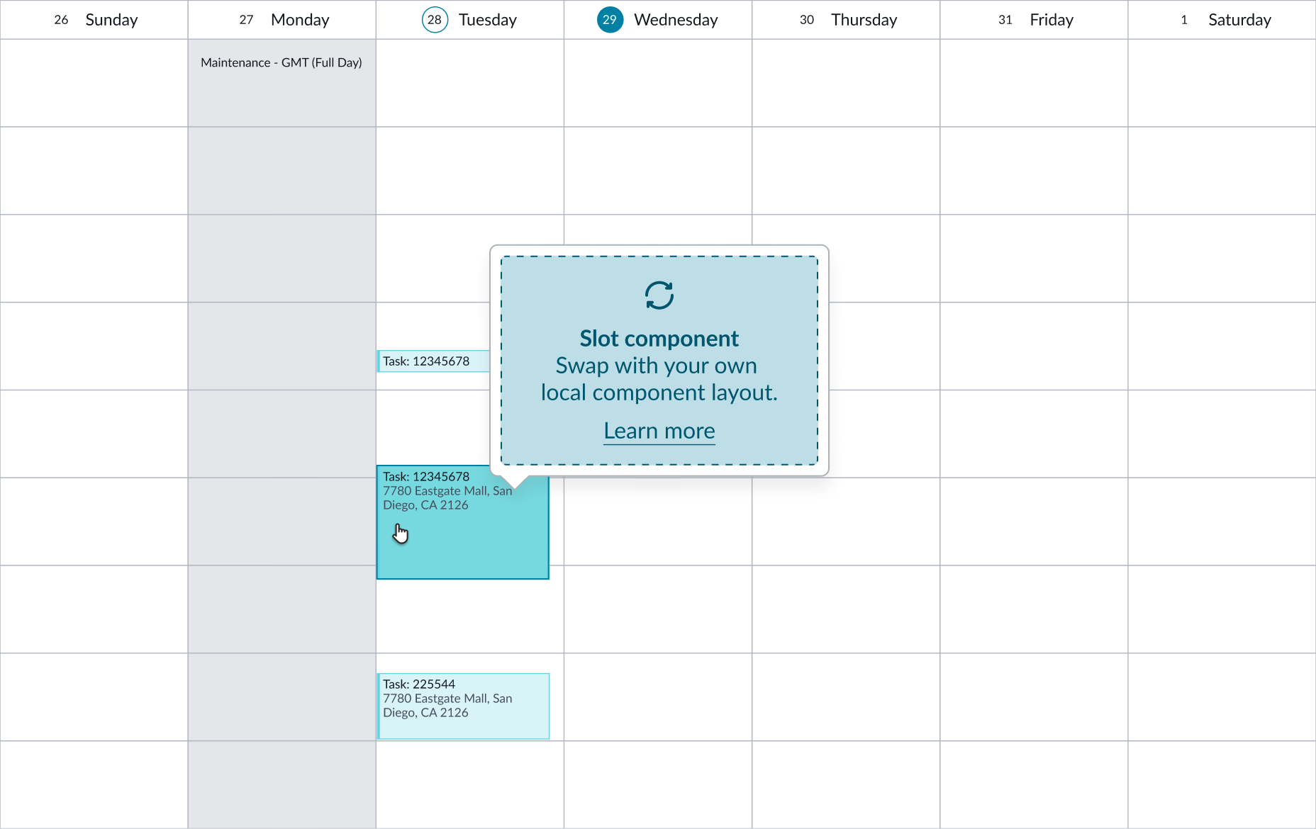 contents of event popover
