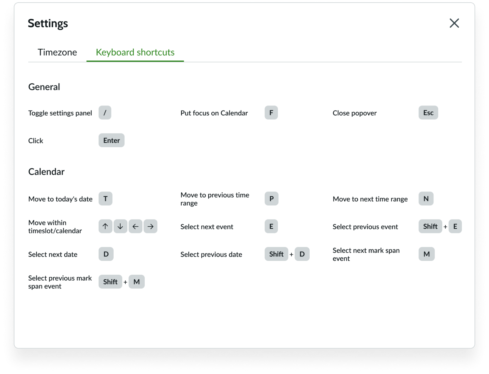 tab order of calendar component