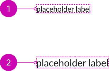 Two instances of carousel text appearing in 12px font with 16px line height (top) and in 16px font with 20px line height (bottom).