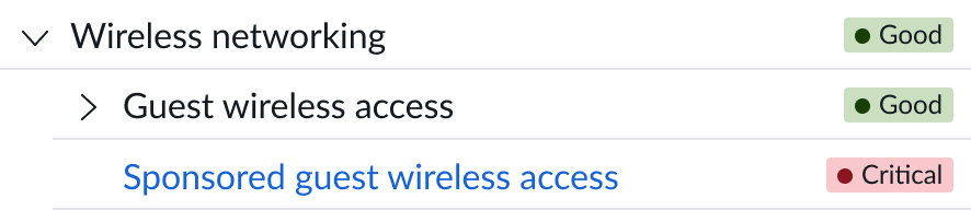 actionable blue text and icon in a content tree node