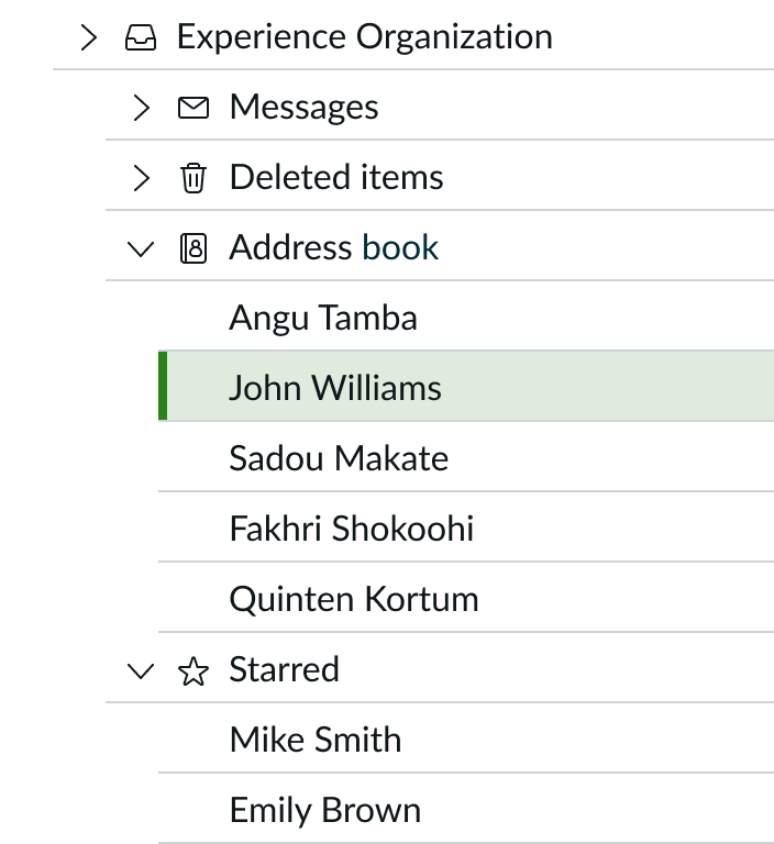 drops node labeled John Williams under Address Book parent node