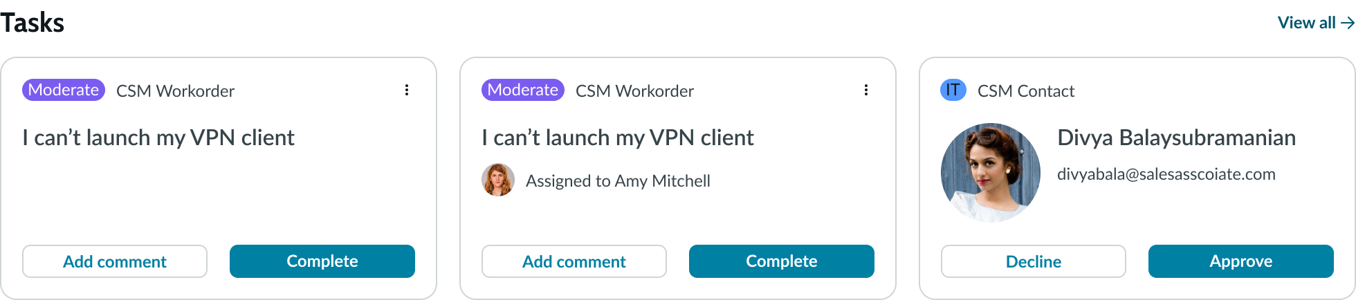 common use cases include links to user-specific
tasks