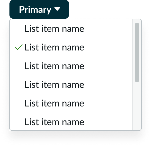 Shows a long dropdown list with a vertical scrollbar