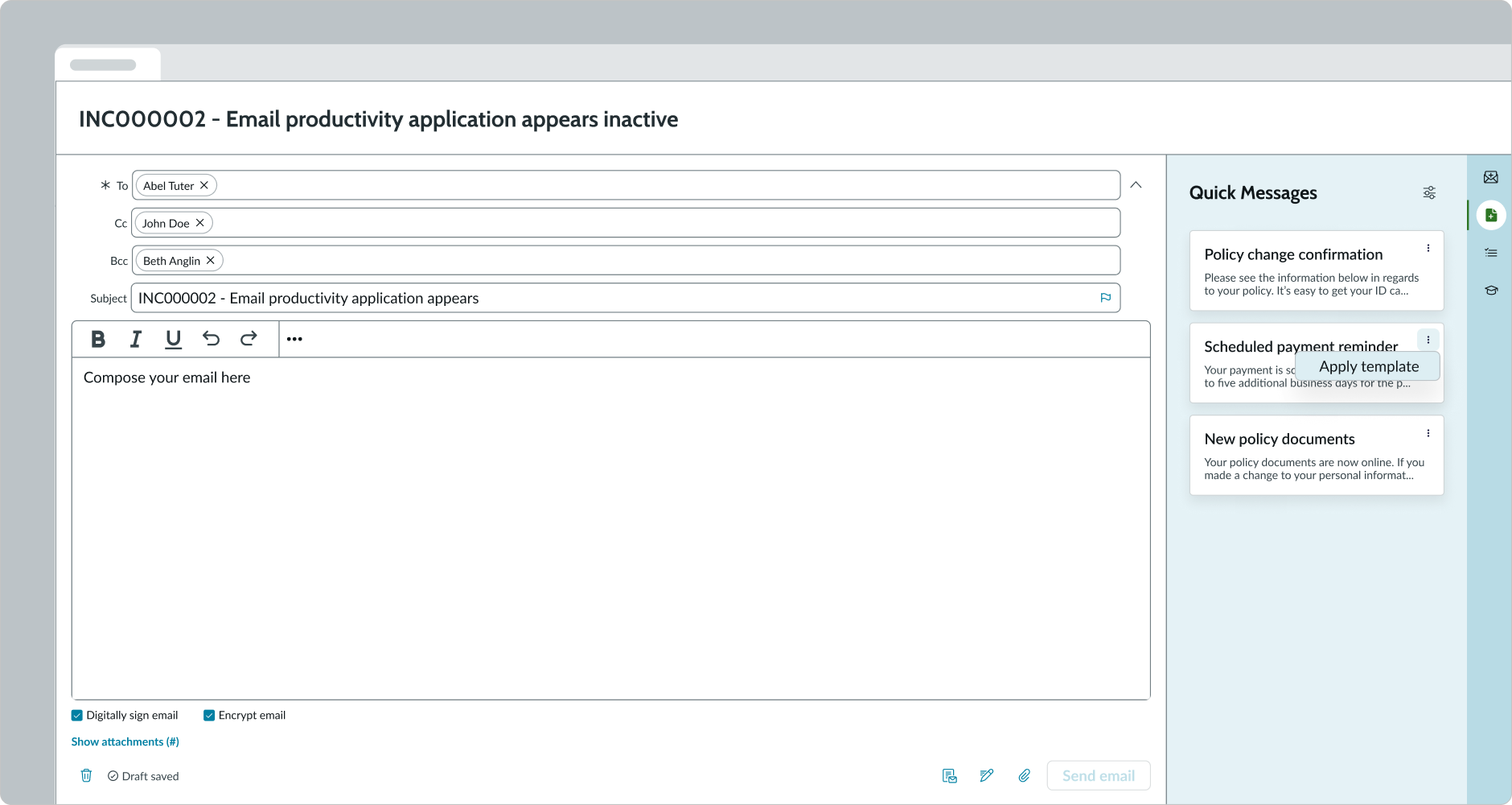 draft emails that the user has saved