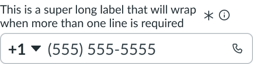 Shows component with wrapped label text