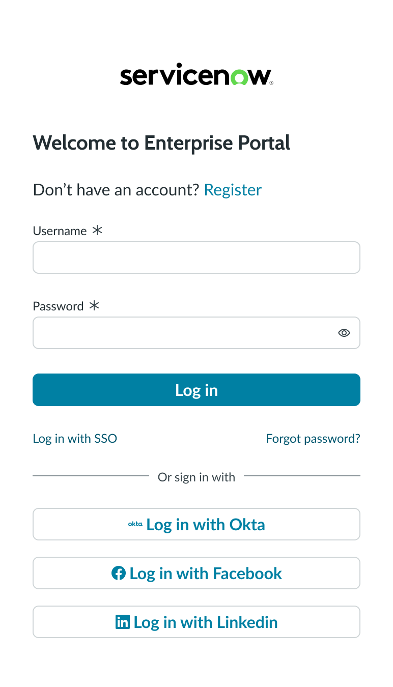 social login links displayed as buttons with labels