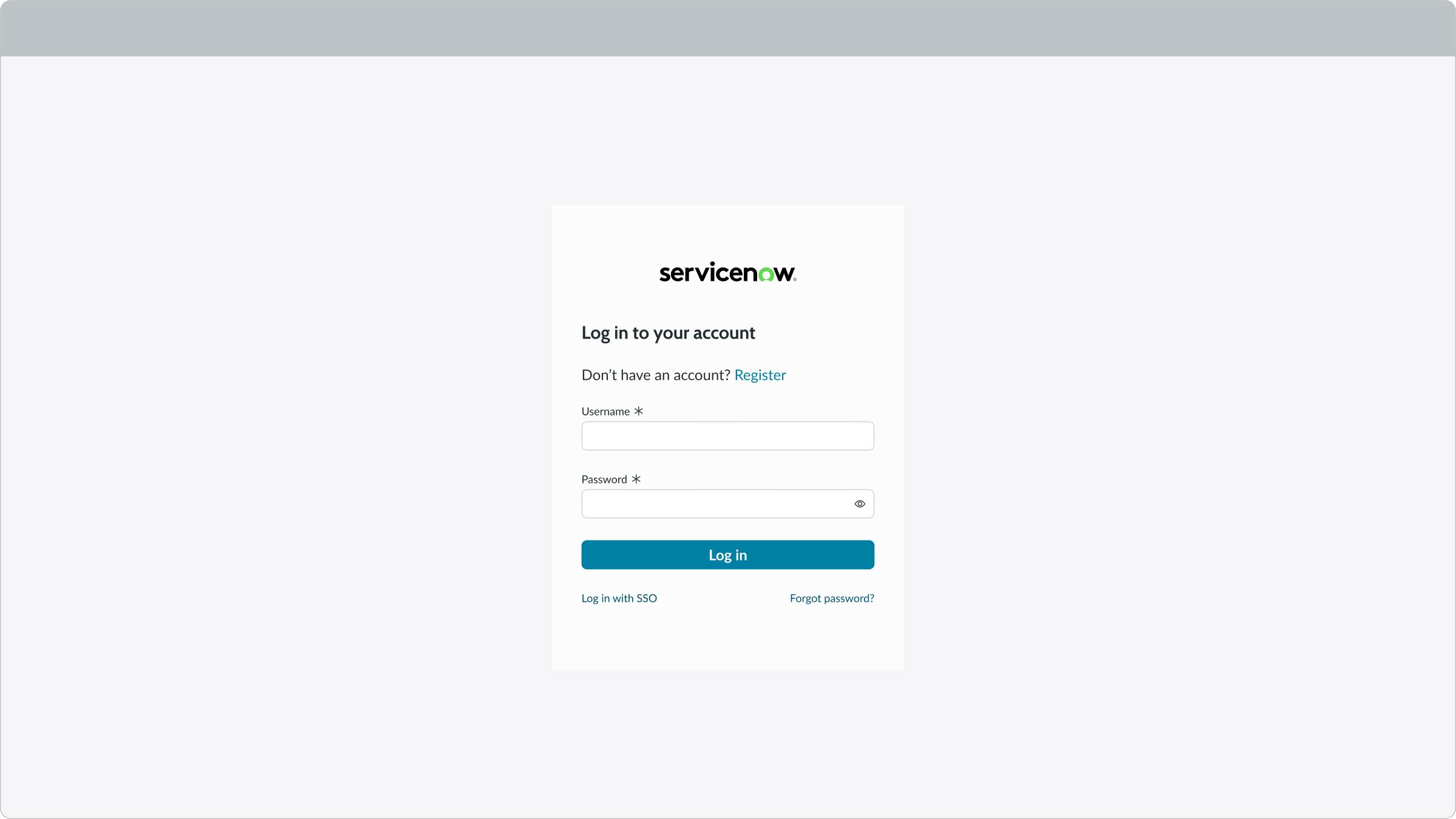 login form displayed centered