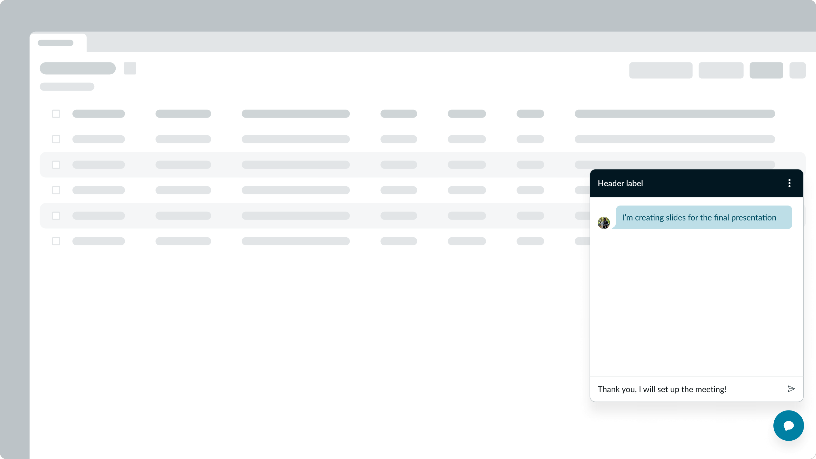 modeless dialog used for chat feature