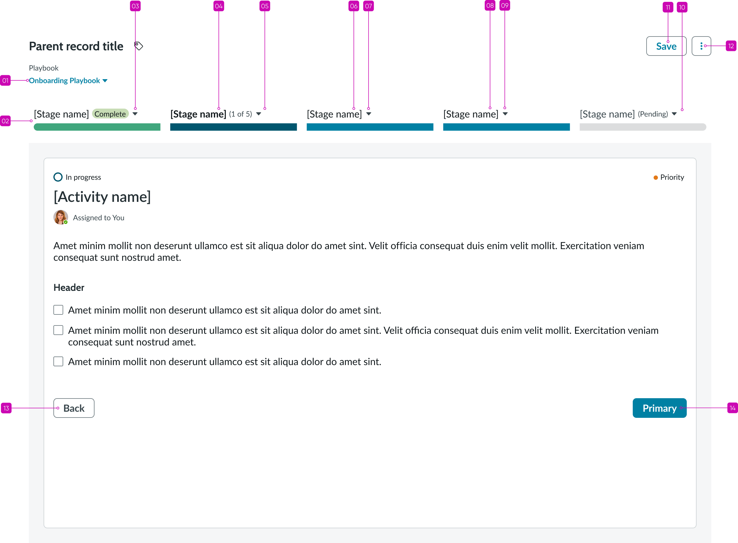 Playbook with tab order identified