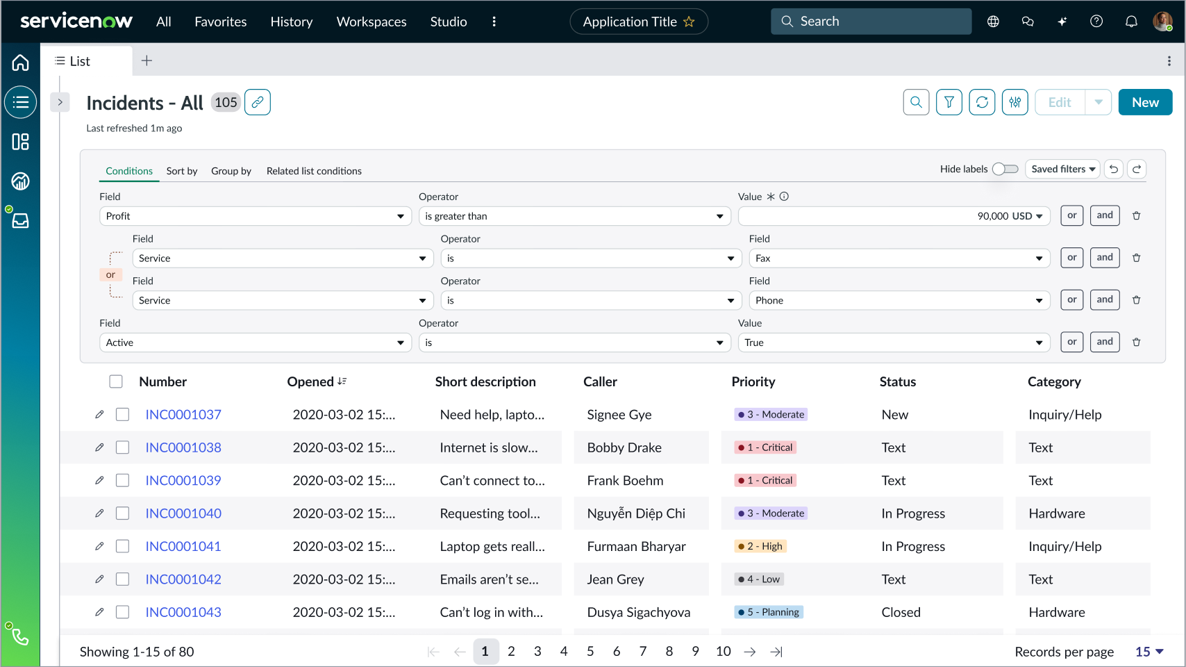 Predicate builder used with record list bundle.