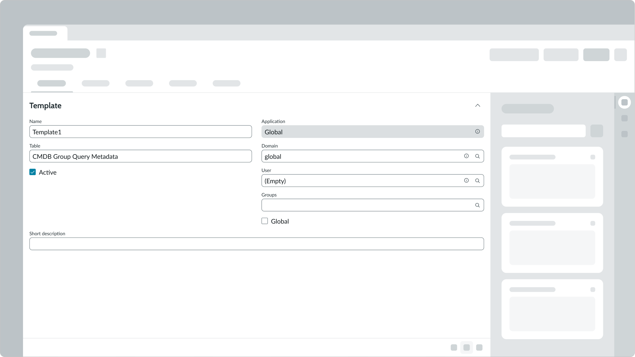 edit existing template in child tab