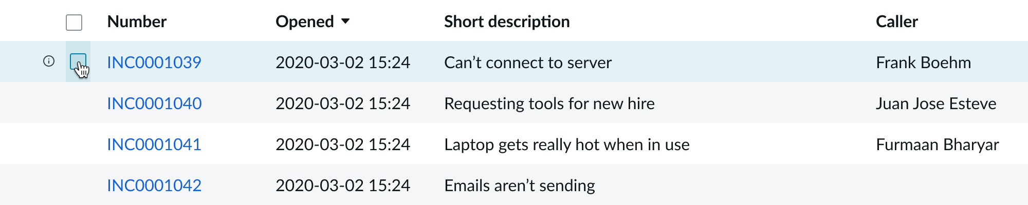 Hover state of a list item checkbox