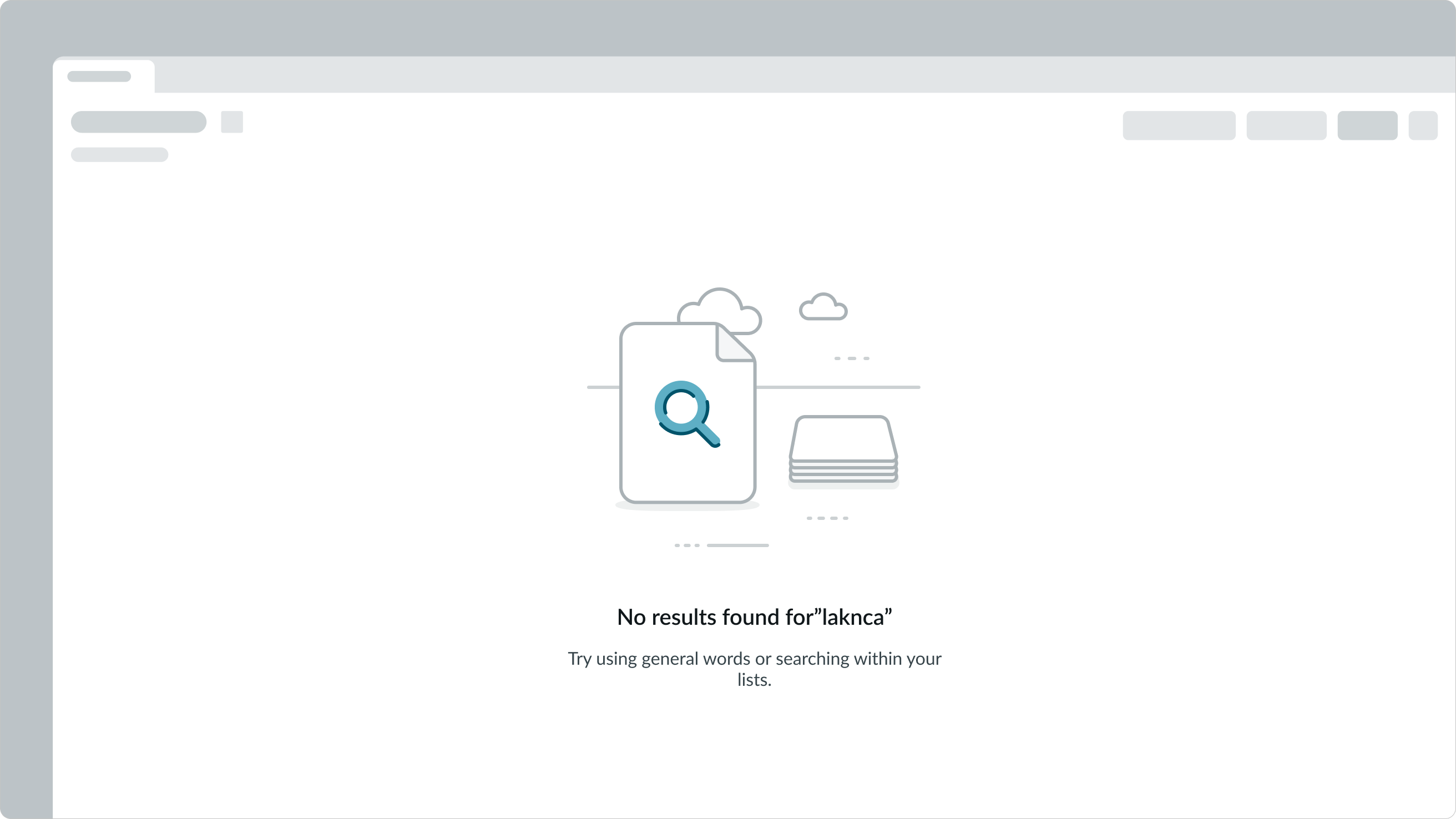 no search results message for empty state