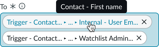 Shows a custom tooltip label appearing on hover of a result pill.