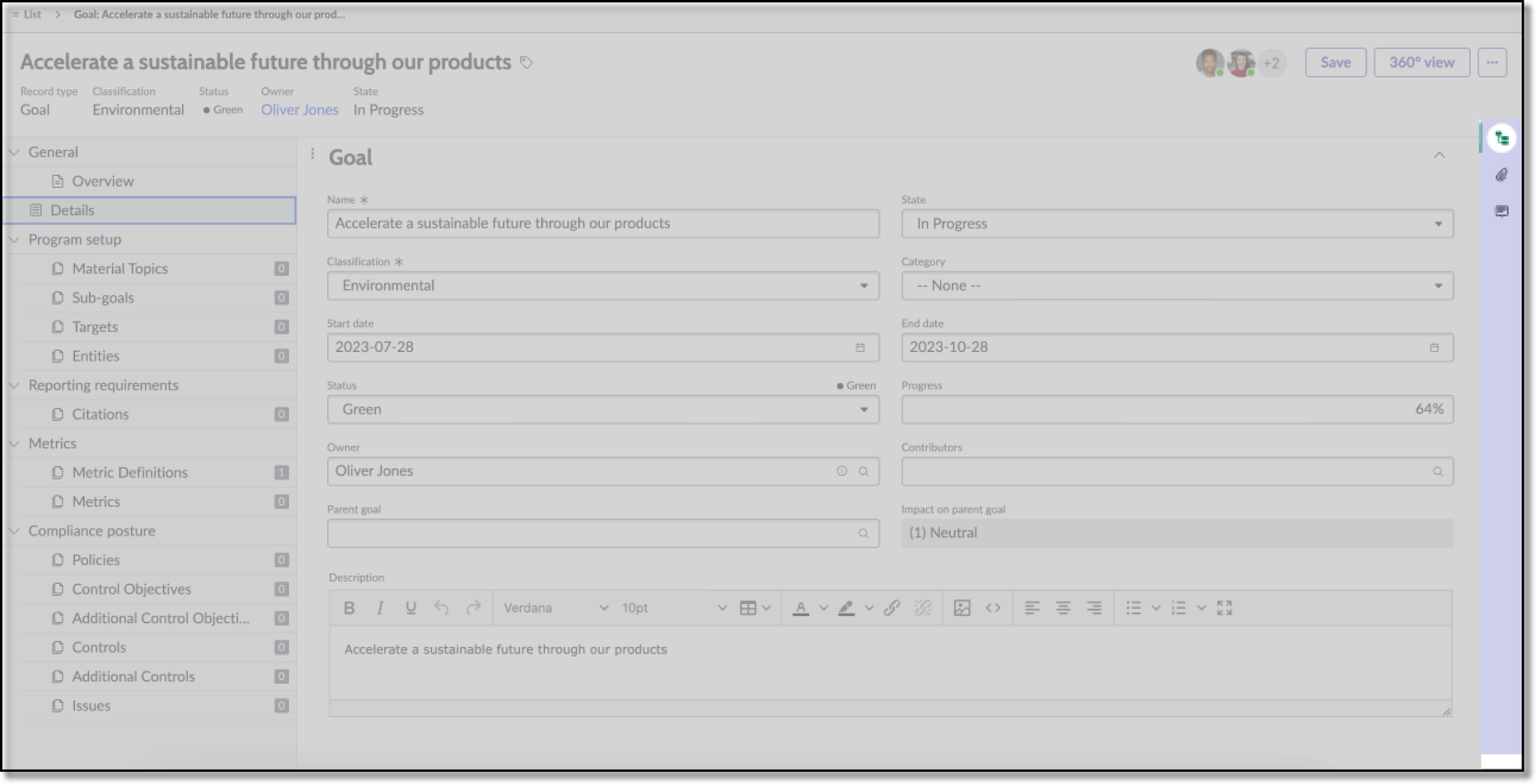 Shows the contextual sidebar component highlighted on the page