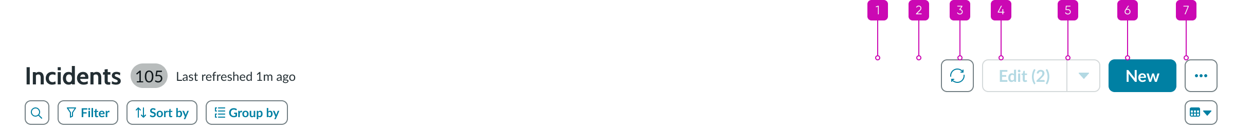 Shows the tab order for the actionable element in the list header