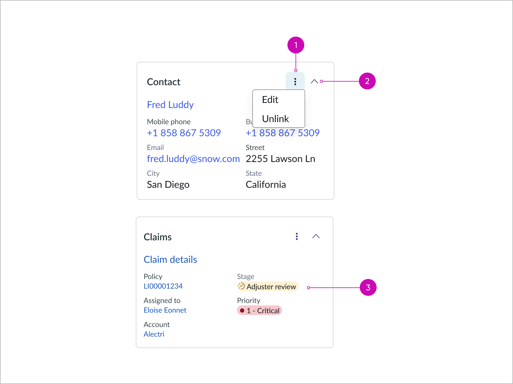 Configurable lookup card