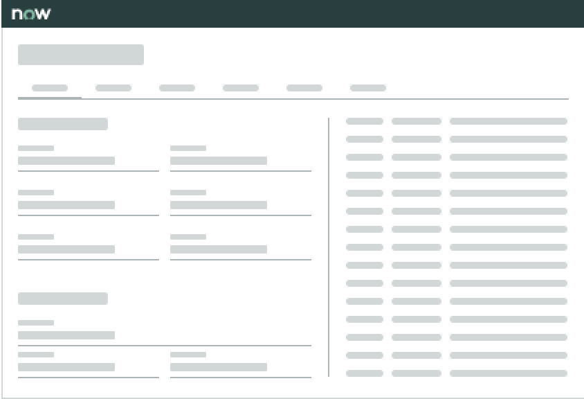 sections in a record tab segmenting content 