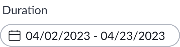 Filter pill showing the selected date range for a date filter