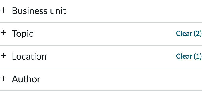 counter showing the number of facets selected within each group