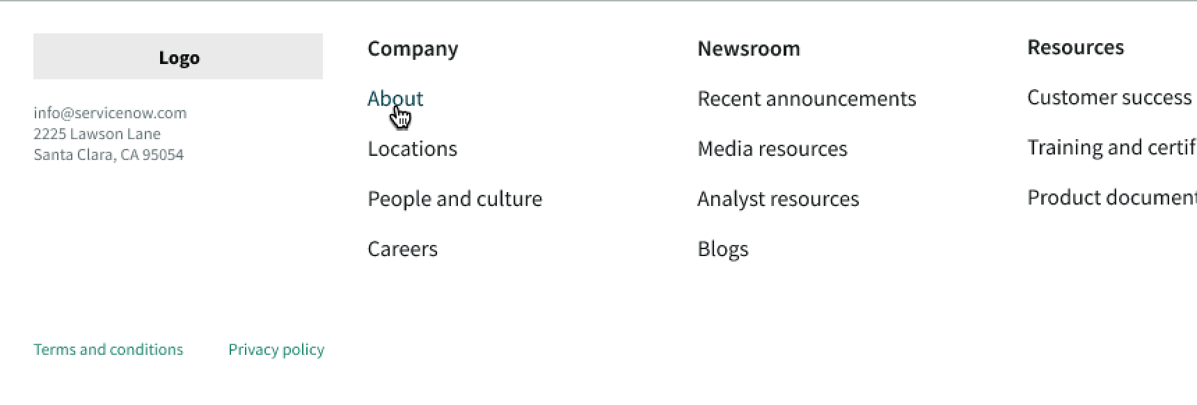 canvas footer hover state