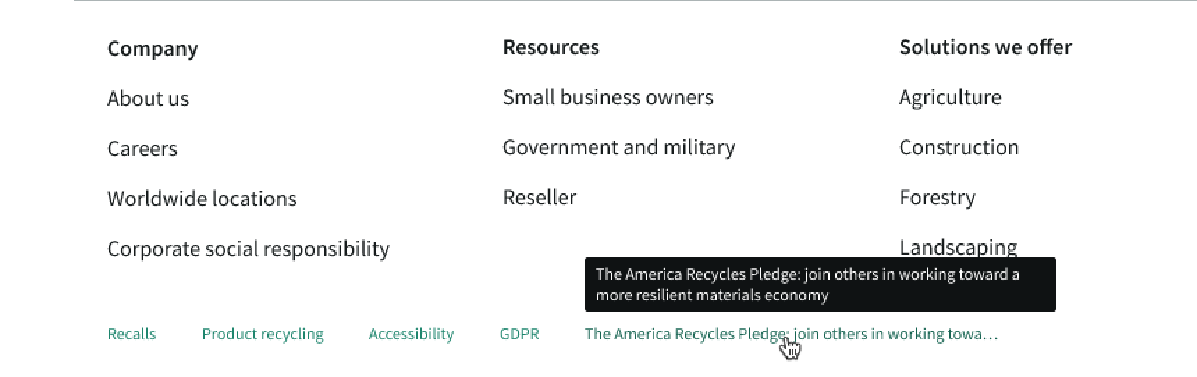 truncated links in base footer