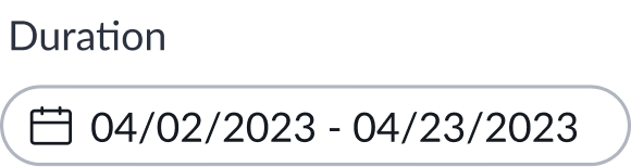 Filter pill showing the selected date range for a date filter
