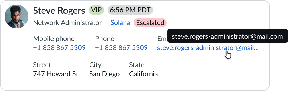 truncation header for contact card