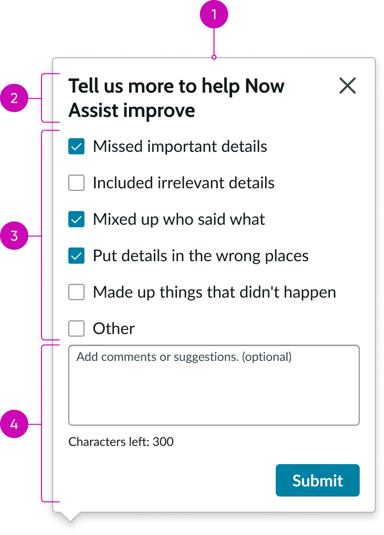Negative feedback popover