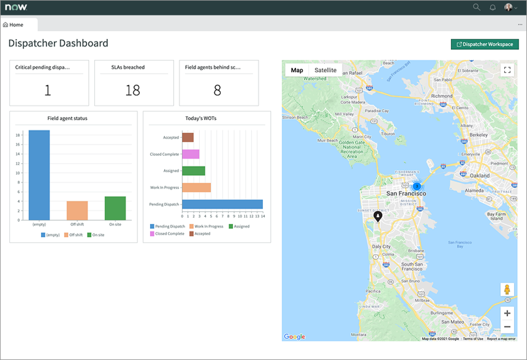 FSM Google map in the home user interface