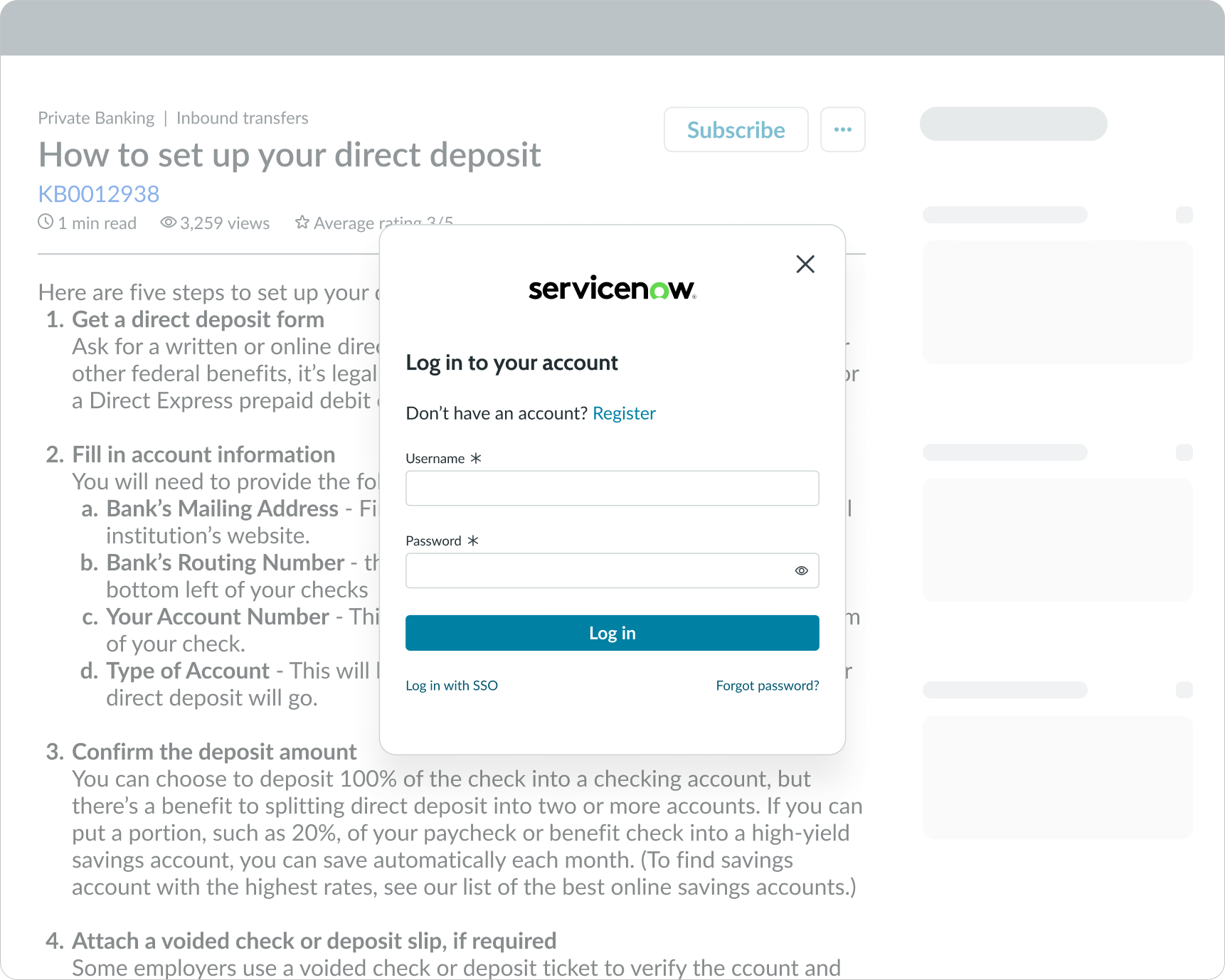  log in modal for users to log in and see the content