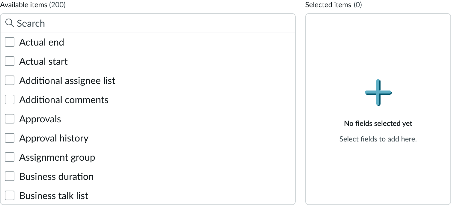 Shows the compact view type of list selector with one panel for available items