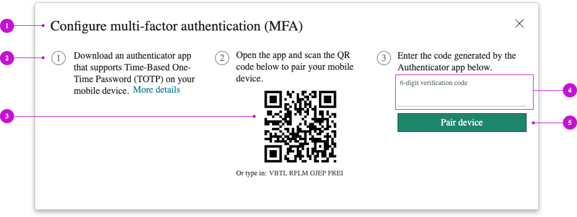 anatomy of the MFA setup component