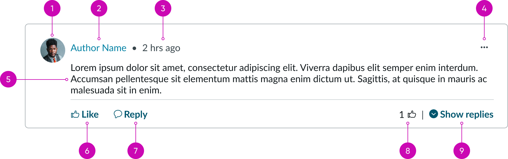 anatomy for comment container section
