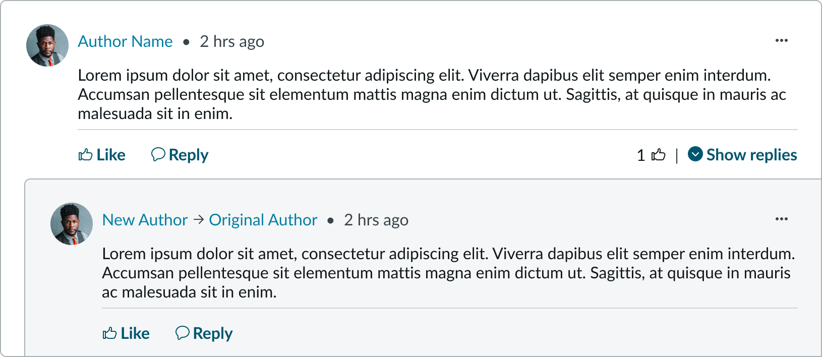nested comments component no comment header
