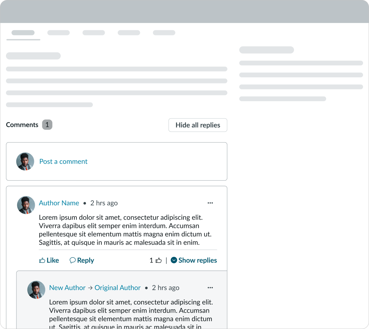  only one nested comments component showing on a page