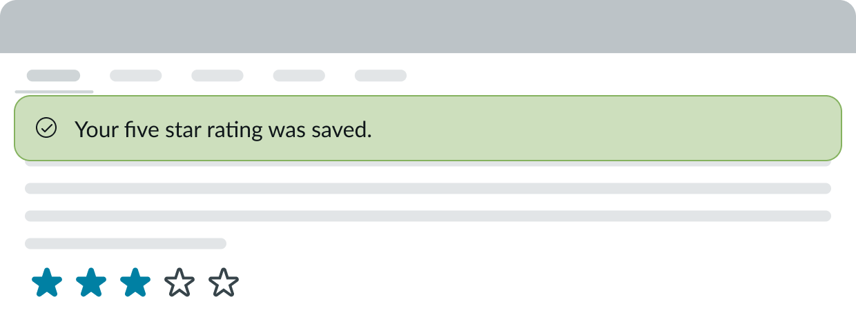 confirmation alert after selecting a rating