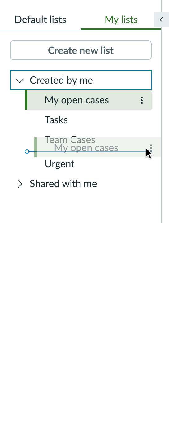 Shows how the drag and drop feature works in reoding lists in the My Lists tab