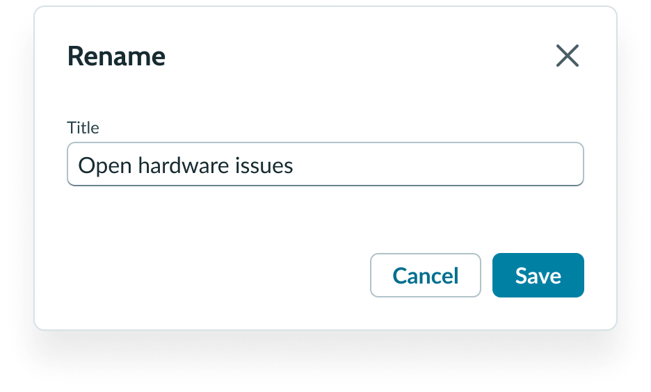 Shows the modal for editing a custom list name